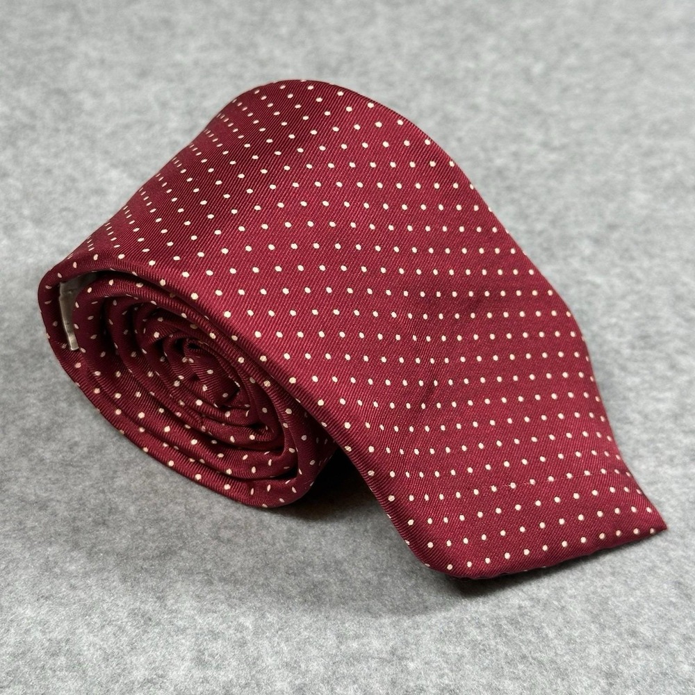 Vintage Bert‎ Pulitzer Silk Tie Red White Pindot Classic USA 57x3in